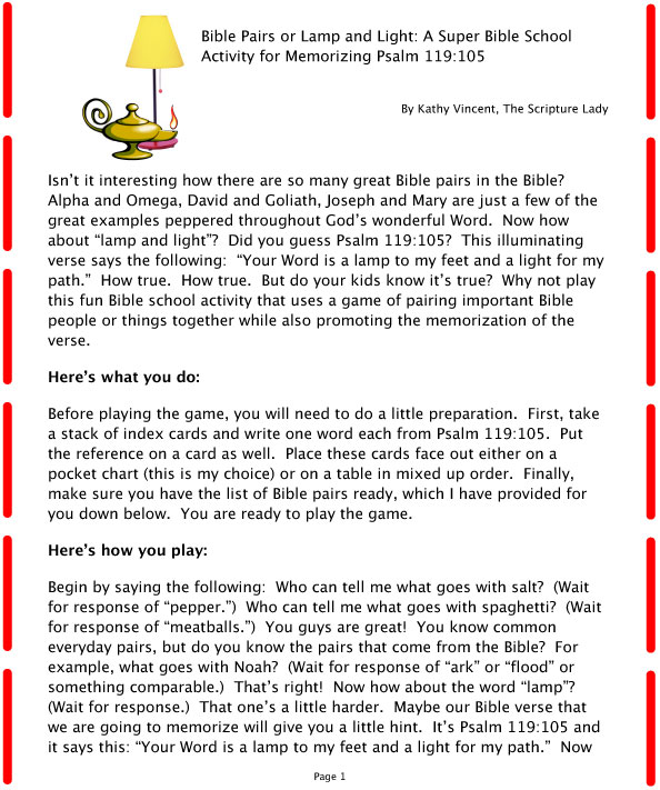 Bible Pairs Bible Review Game for Lamp and Light p.1 jpg - The ...