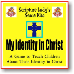 Colorful game kit teaching children about their identity in Christ.