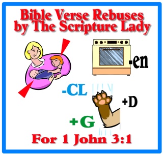 Bible Verse Rebus for 1 John 3:1 by The Scripture Lady