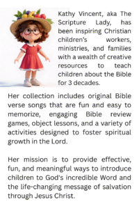 Animated character with text about Christian resources.