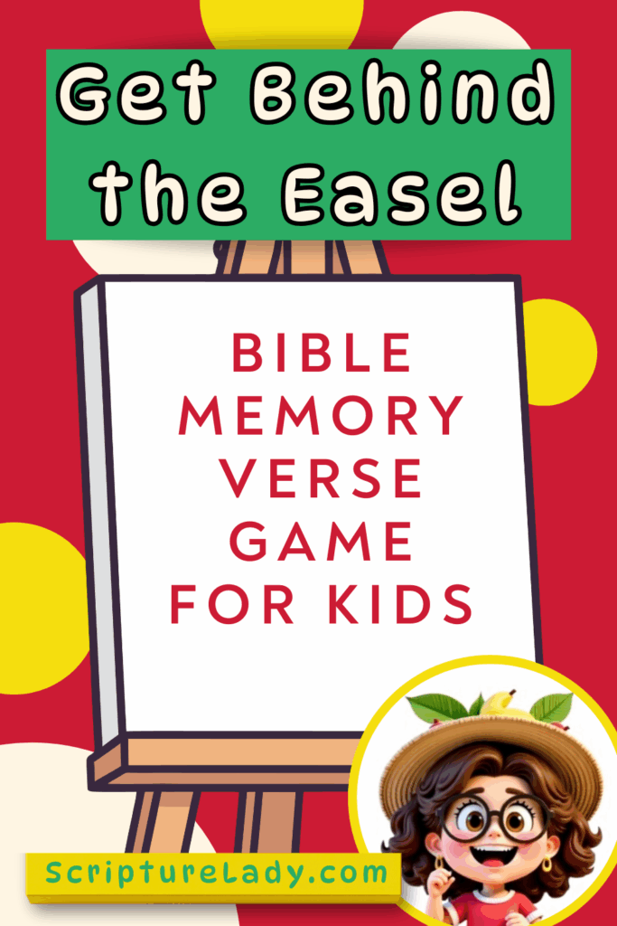Bible memory verse game for kids on an easel.